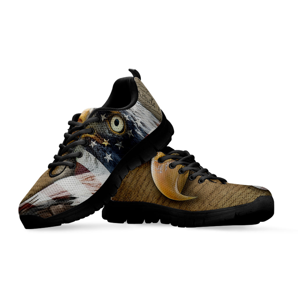 American Land Of Liberty Print Black Sneakers