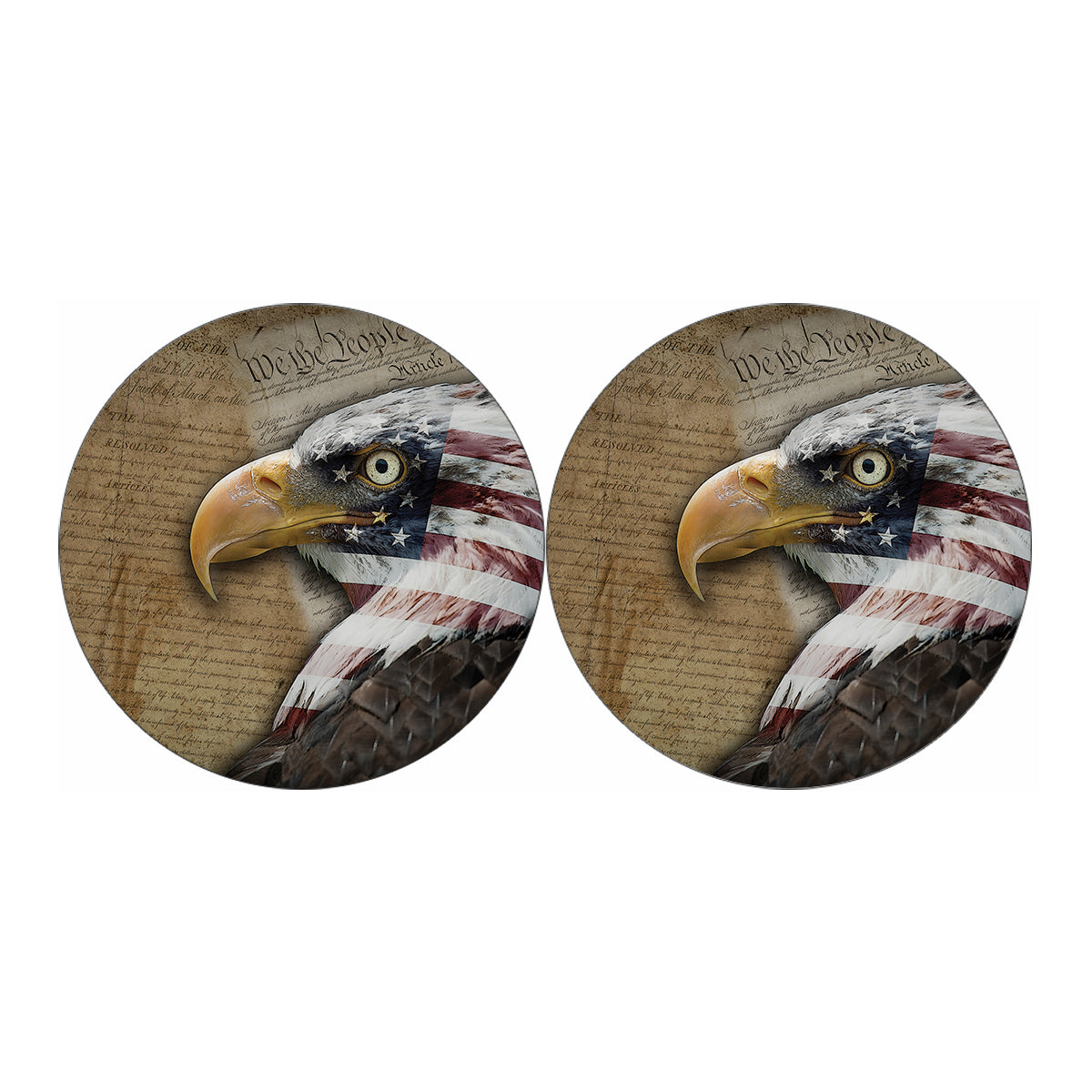 American Land Of Liberty Print Car Coasters