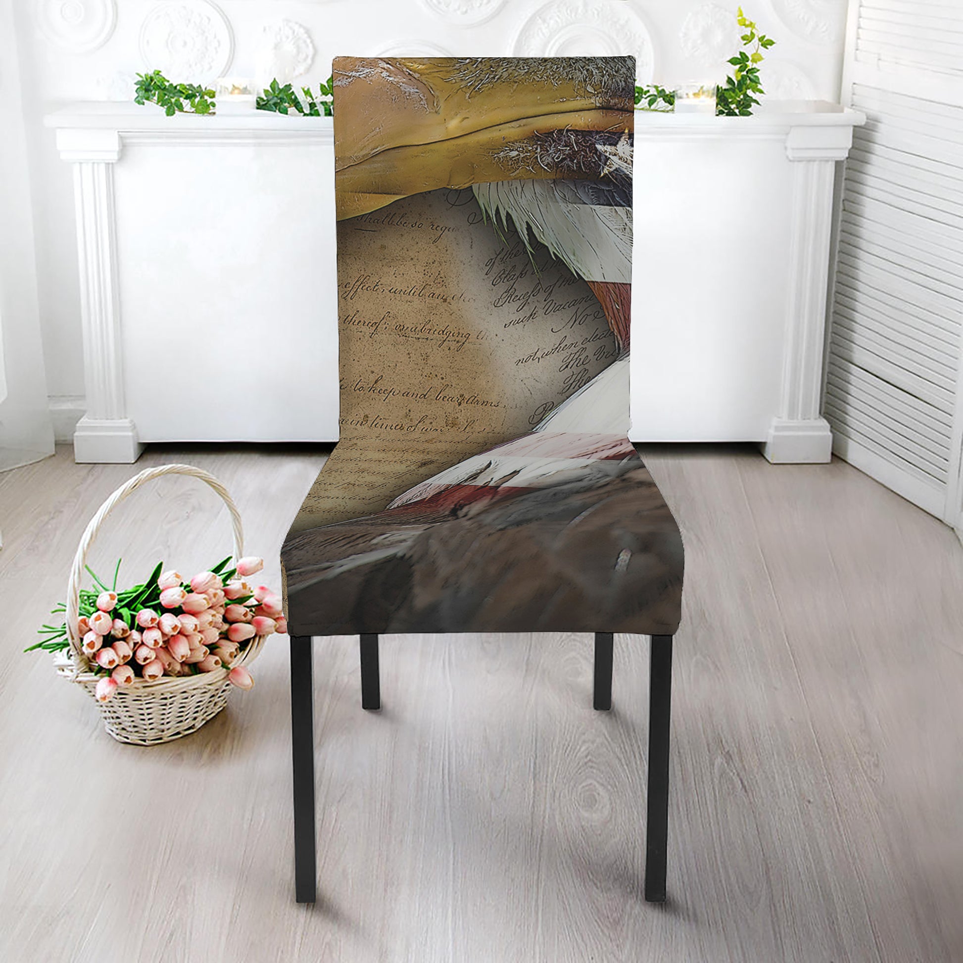 American Land Of Liberty Print Dining Chair Slipcover