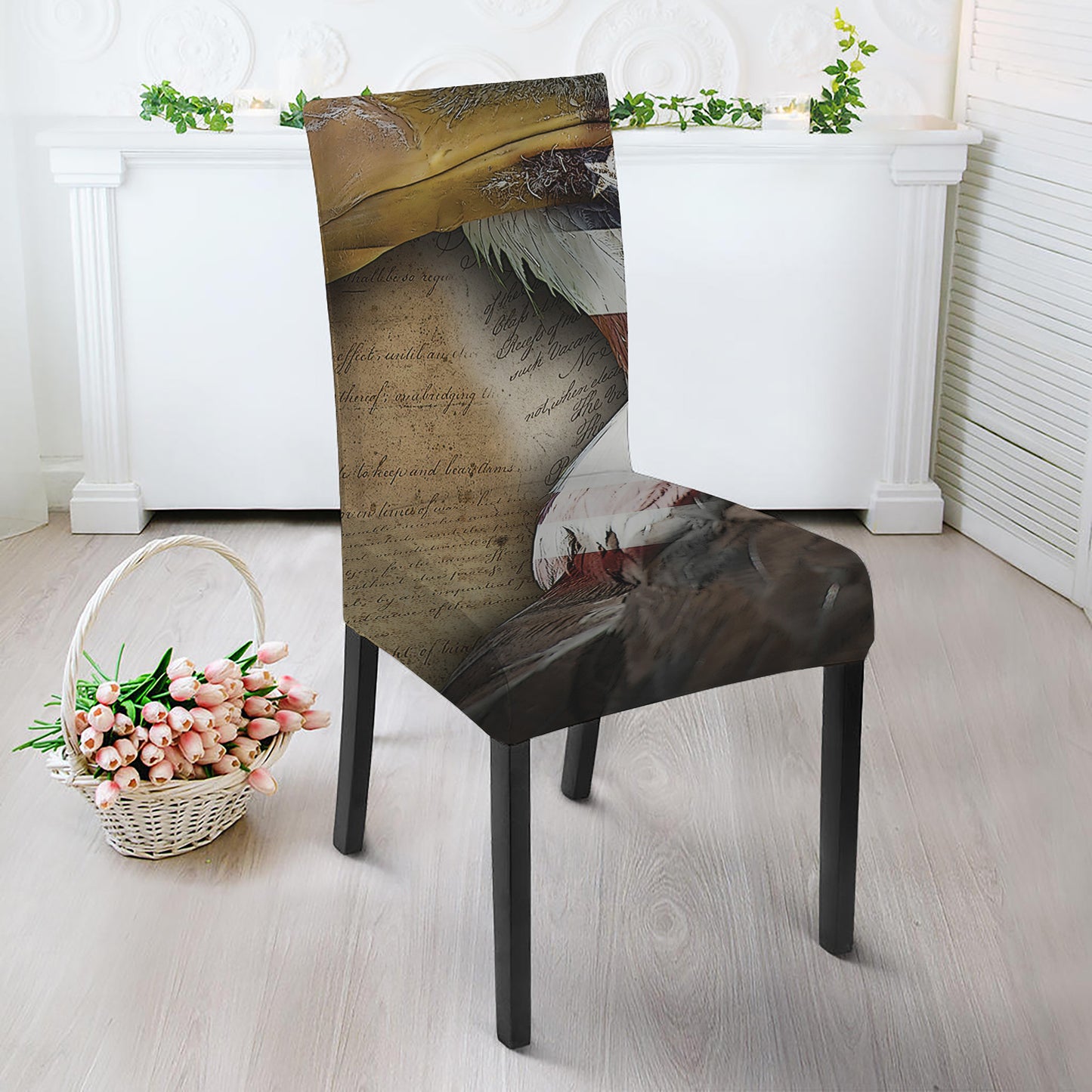 American Land Of Liberty Print Dining Chair Slipcover