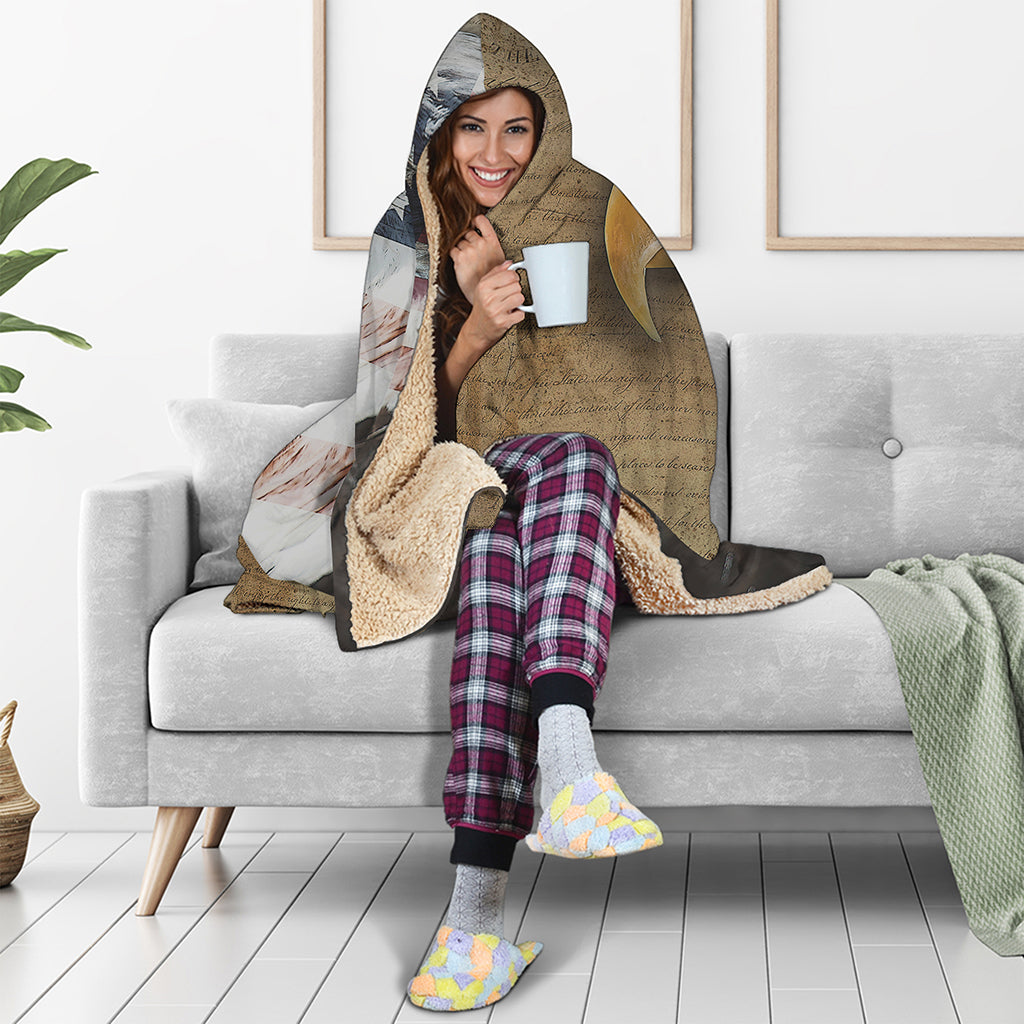 American Land Of Liberty Print Hooded Blanket