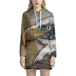 American Land Of Liberty Print Pullover Hoodie Dress