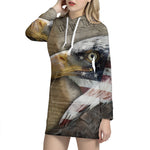 American Land Of Liberty Print Pullover Hoodie Dress