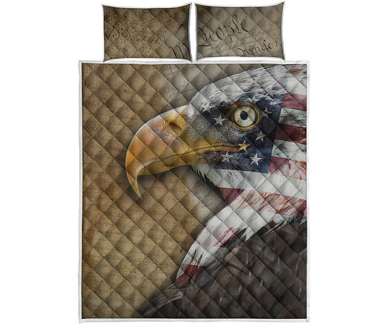American Land Of Liberty Print Quilt Bed Set