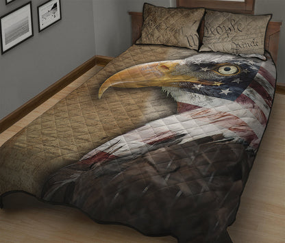 American Land Of Liberty Print Quilt Bed Set