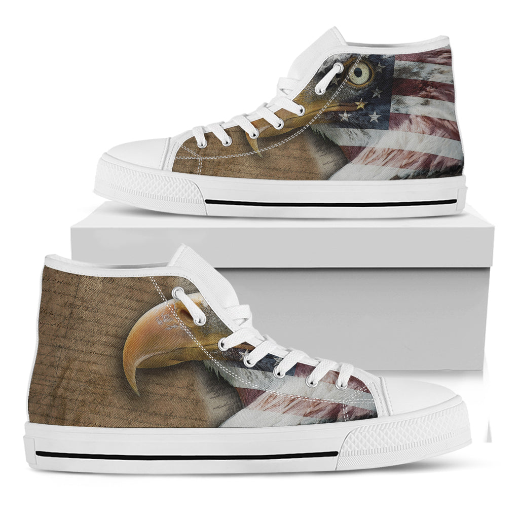 American Land Of Liberty Print White High Top Shoes