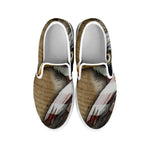 American Land Of Liberty Print White Slip On Shoes