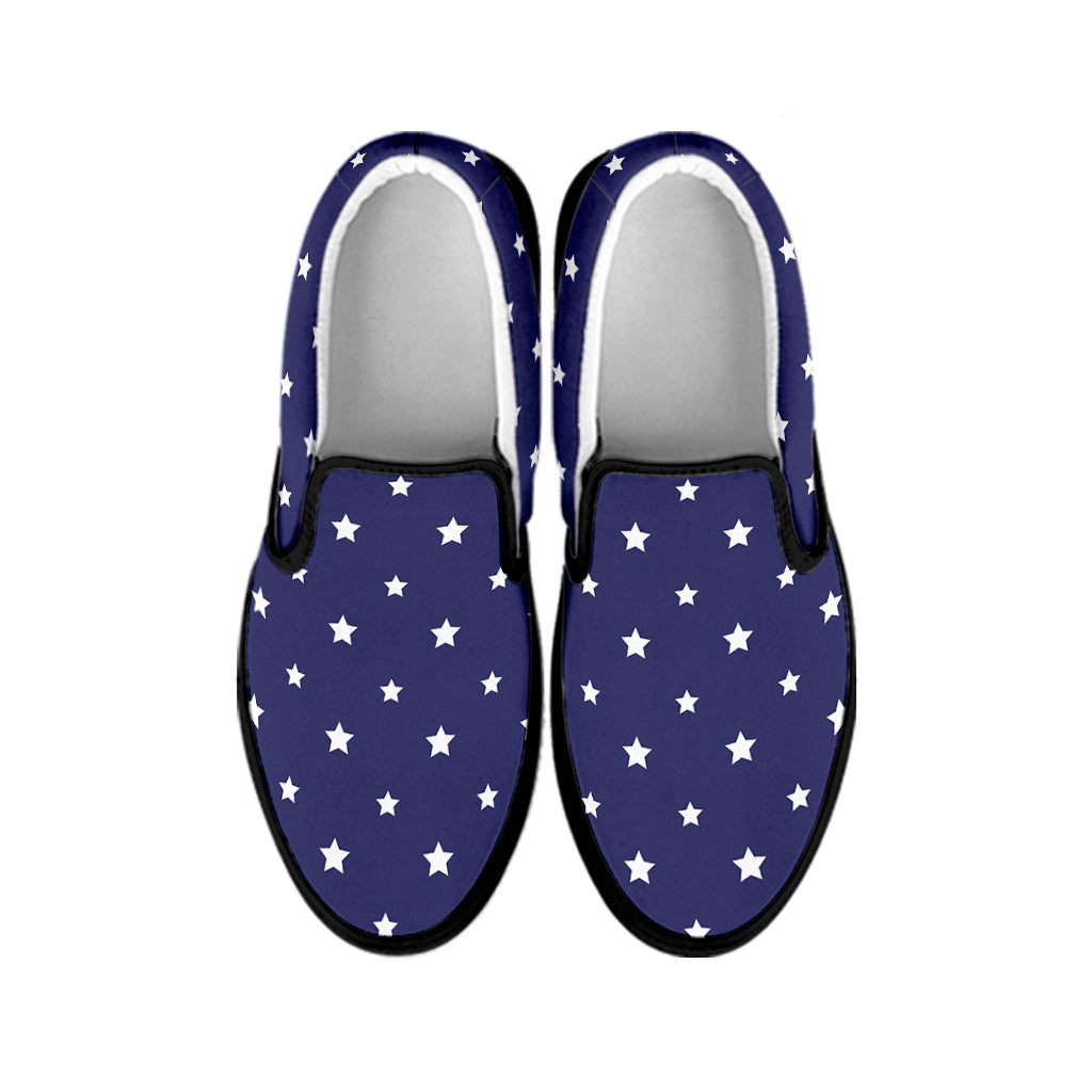 American Little Star Pattern Print Black Slip On Shoes