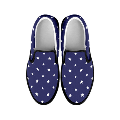 American Little Star Pattern Print Black Slip On Shoes