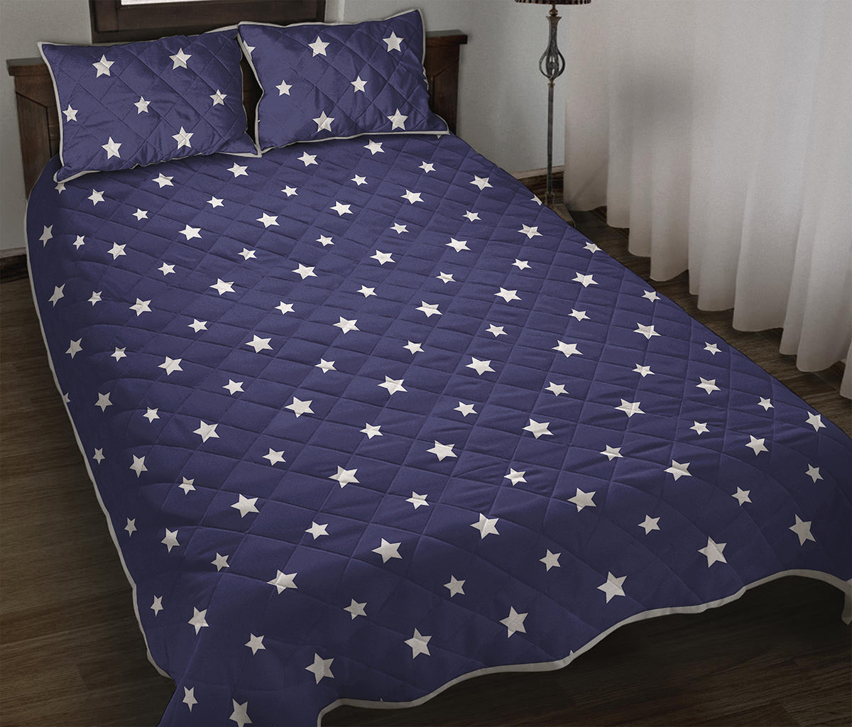 American Little Star Pattern Print Quilt Bed Set