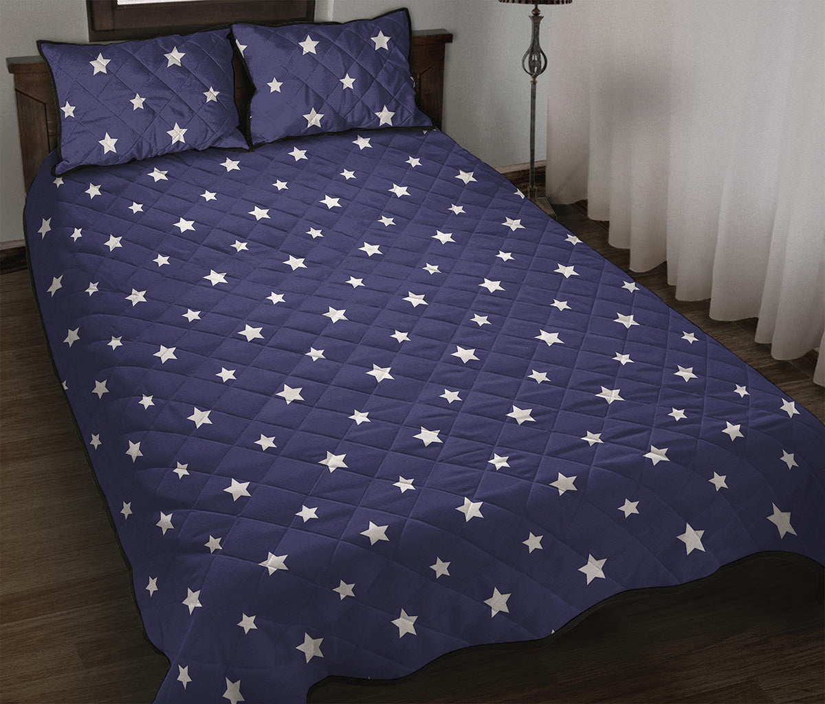 American Little Star Pattern Print Quilt Bed Set