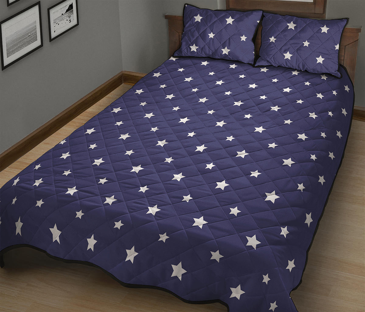 American Little Star Pattern Print Quilt Bed Set
