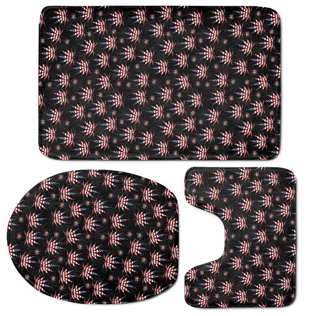 American Marijuana Leaf Pattern Print 3 Piece Bath Mat Set