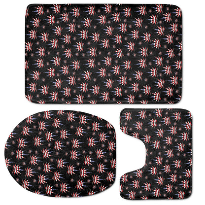 American Marijuana Leaf Pattern Print 3 Piece Bath Mat Set