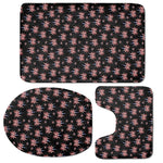 American Marijuana Leaf Pattern Print 3 Piece Bath Mat Set