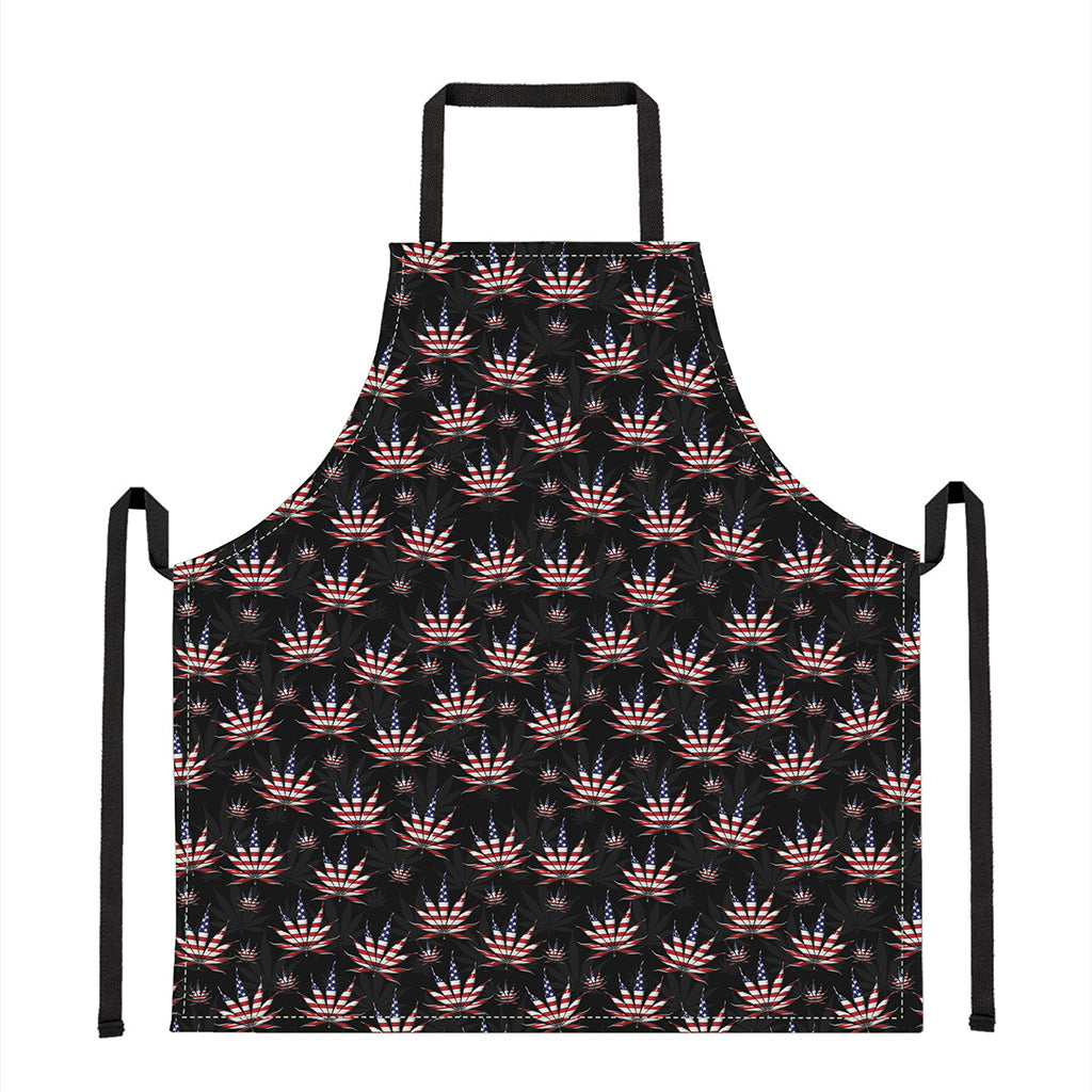 American Marijuana Leaf Pattern Print Apron