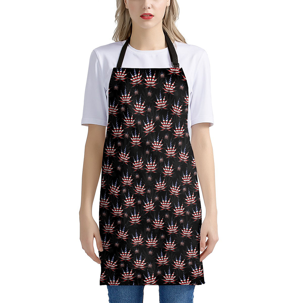 American Marijuana Leaf Pattern Print Apron