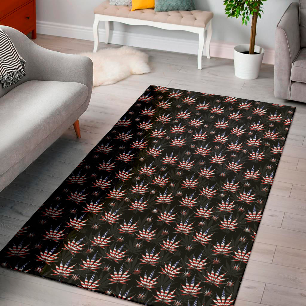 American Marijuana Leaf Pattern Print Area Rug