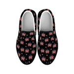 American Marijuana Leaf Pattern Print Black Slip On Shoes