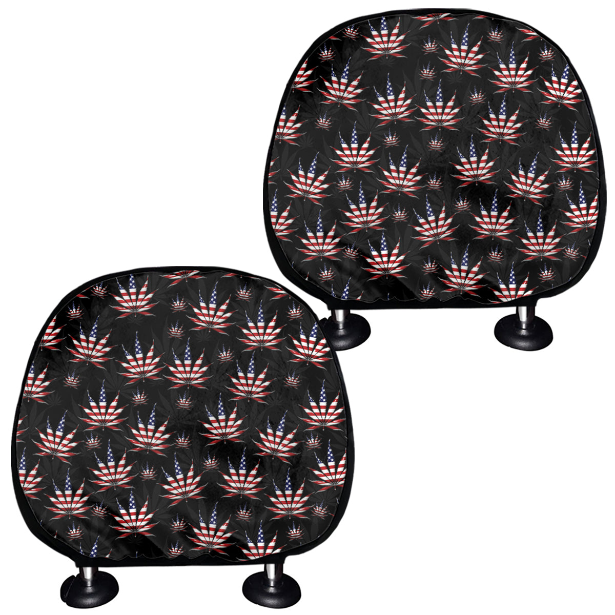 American Marijuana Leaf Pattern Print Car Headrest Covers