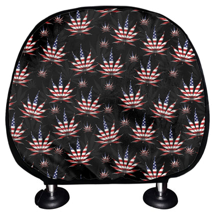 American Marijuana Leaf Pattern Print Car Headrest Covers