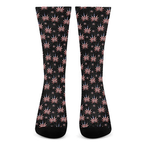 American Marijuana Leaf Pattern Print Crew Socks