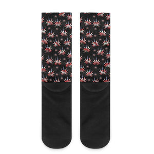 American Marijuana Leaf Pattern Print Crew Socks