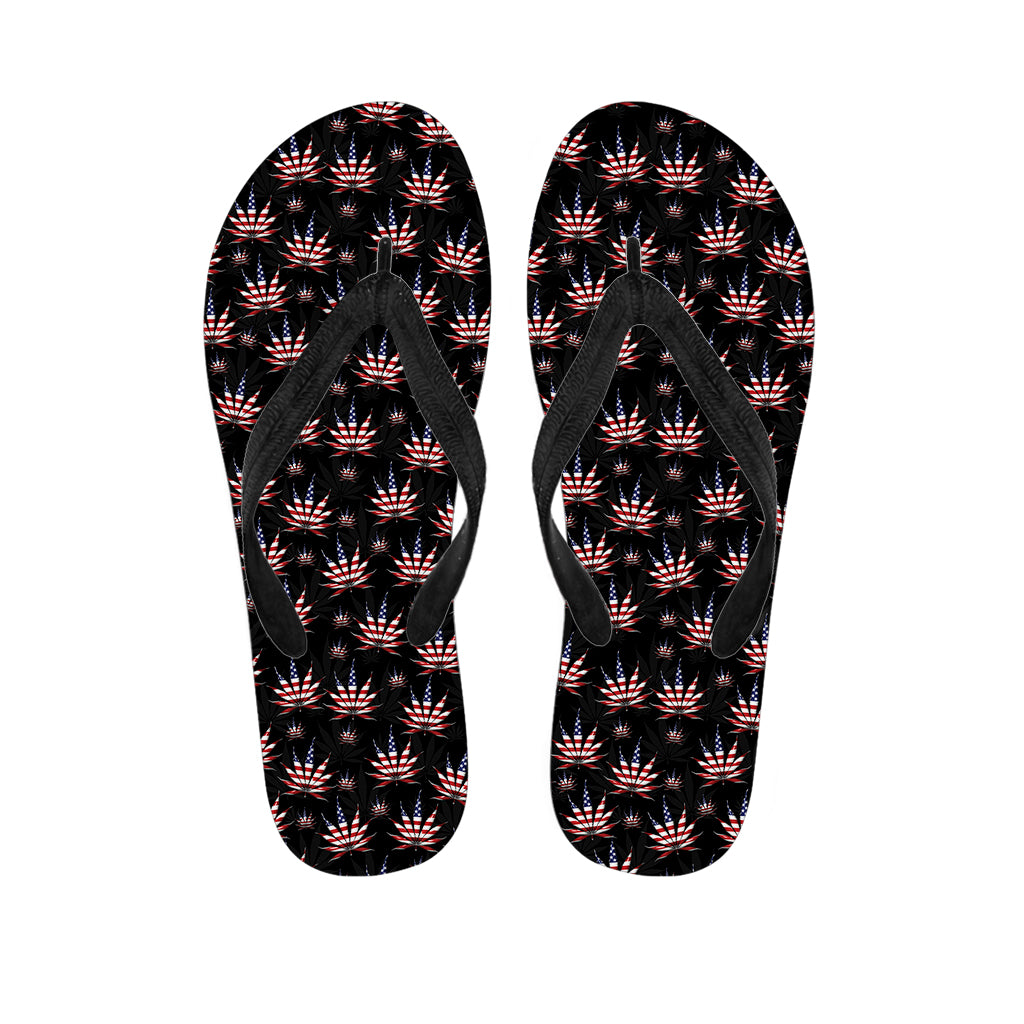 American Marijuana Leaf Pattern Print Flip Flops