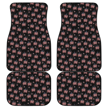 American Marijuana Leaf Pattern Print Front and Back Car Floor Mats