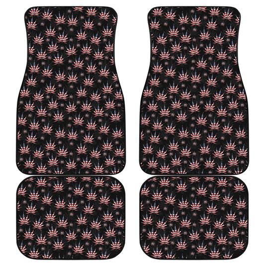 American Marijuana Leaf Pattern Print Front and Back Car Floor Mats