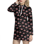 American Marijuana Leaf Pattern Print Hoodie Dress