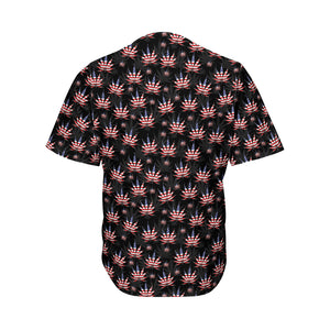 American Marijuana Leaf Pattern Print Men's Baseball Jersey