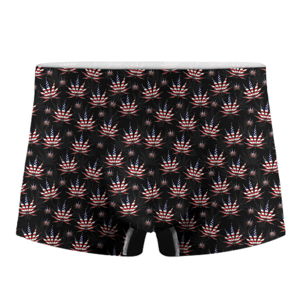 American Marijuana Leaf Pattern Print Men's Boxer Briefs