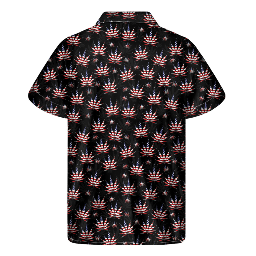 American Marijuana Leaf Pattern Print Men's Short Sleeve Shirt