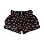 American Marijuana Leaf Pattern Print Muay Thai Boxing Shorts
