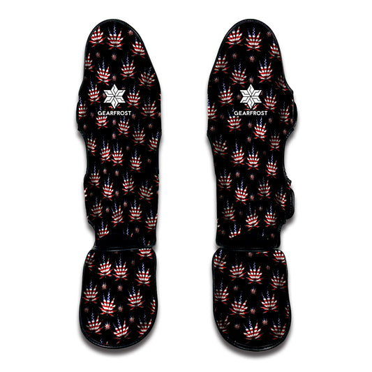 American Marijuana Leaf Pattern Print Muay Thai Shin Guard