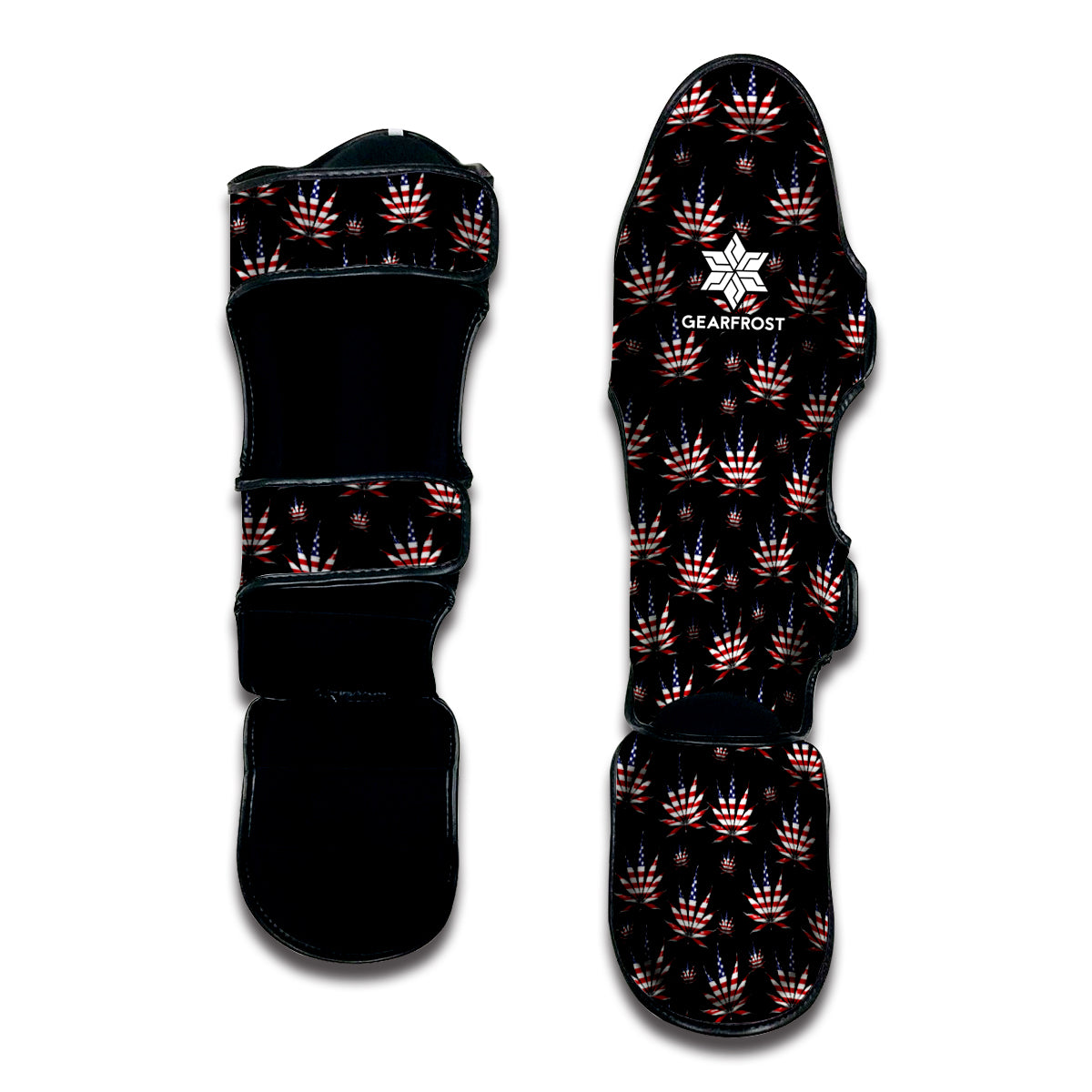 American Marijuana Leaf Pattern Print Muay Thai Shin Guard