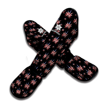 American Marijuana Leaf Pattern Print Muay Thai Shin Guard
