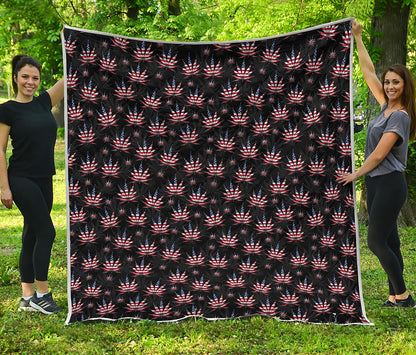 American Marijuana Leaf Pattern Print Quilt