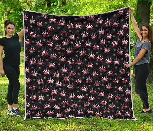 American Marijuana Leaf Pattern Print Quilt