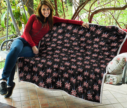 American Marijuana Leaf Pattern Print Quilt
