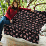 American Marijuana Leaf Pattern Print Quilt