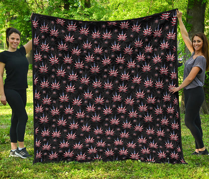 American Marijuana Leaf Pattern Print Quilt