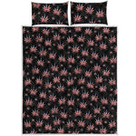 American Marijuana Leaf Pattern Print Quilt Bed Set