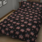 American Marijuana Leaf Pattern Print Quilt Bed Set