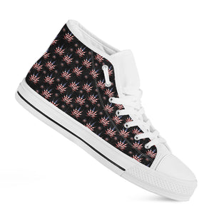 American Marijuana Leaf Pattern Print White High Top Shoes