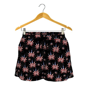 American Marijuana Leaf Pattern Print Women's Shorts