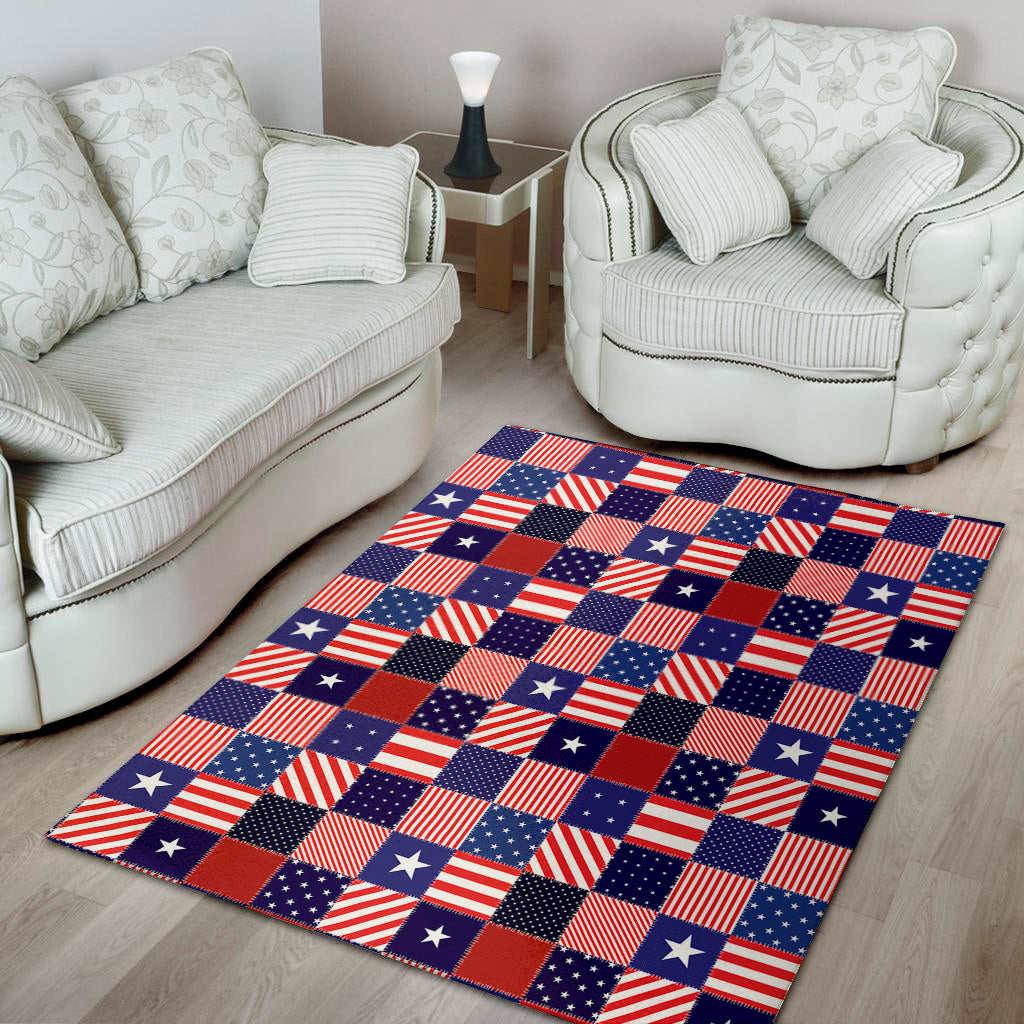 American Patriotic Patchwork Print Area Rug