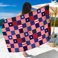 American Patriotic Patchwork Print Beach Sarong Wrap