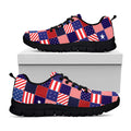 American Patriotic Patchwork Print Black Running Shoes